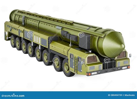 Scud Missile, Mobile Short-range Ballistic Missile System, 3D Rendering Stock Illustration ...