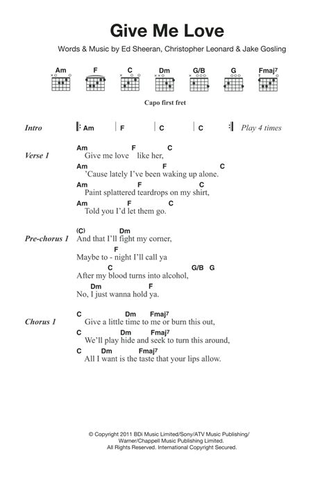 Give Me Love by Ed Sheeran - Guitar Chords/Lyrics - Guitar Instructor