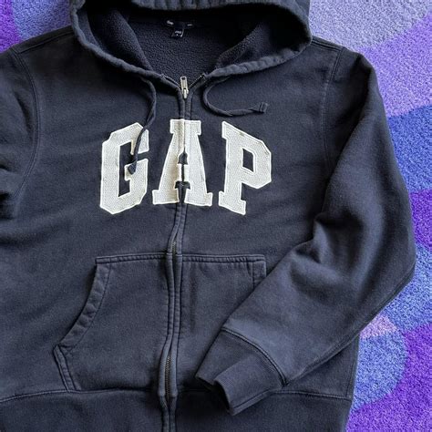 GAP navy blue zip up hoodie jacket Tagged S.... - Depop