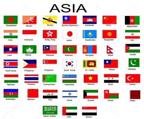 List of all flags of Asian countries — Stock Vector © jelen80 #1930689