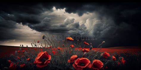 Illustration of World War One Battlefields Filled with Poppies Stock ...