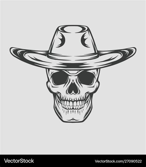 Cowboy skull drawing in a vintage retro woodcut Vector Image