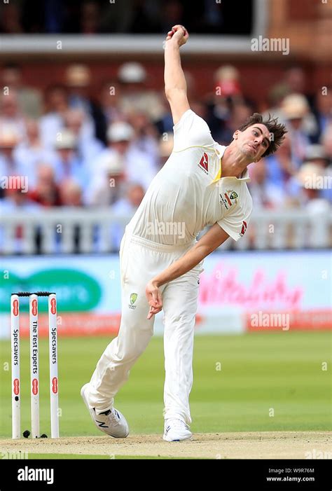 Australia's Pat Cummins in bowling action during day two of the Ashes ...