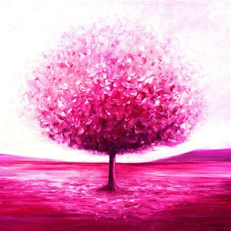 Pink tree print canvas art print abstract tree by DachaStudio