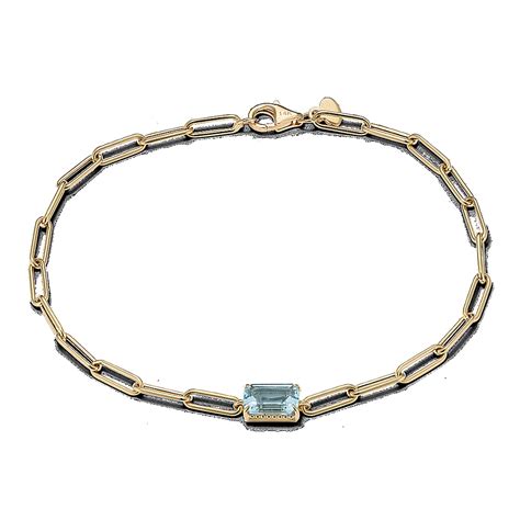 Sidra Aquamarine Paperclip Bracelet | Shane Co.