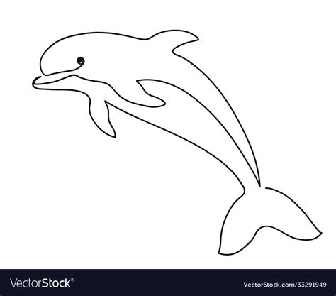 Dolphin continious one line art drawing Royalty Free Vector