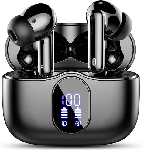 Btootos Wireless Earbud Bluetooth Headphones with 4 Mic,40H Playtime LED Power Display Bluetooth ...