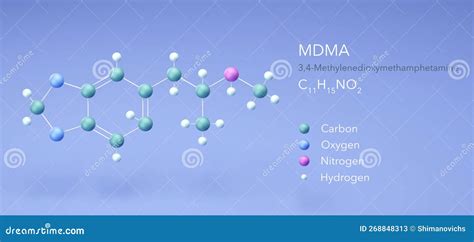 Mdma Molecule, Molecular Structures, Ecstasy, 3d Model, Structural Chemical Formula and Atoms ...