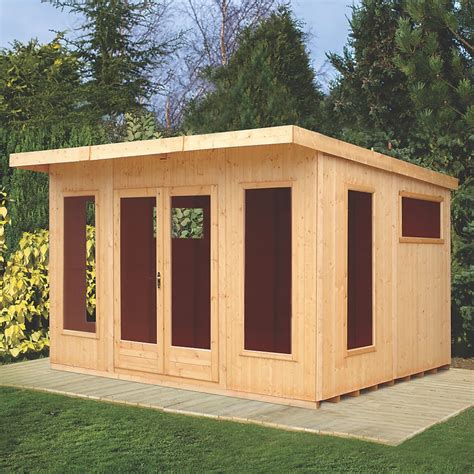 12 X 10 - Premier Pent Wooden Summerhouses - 6 Windows - Double Doors - 12mm T&g Walls - Extra ...