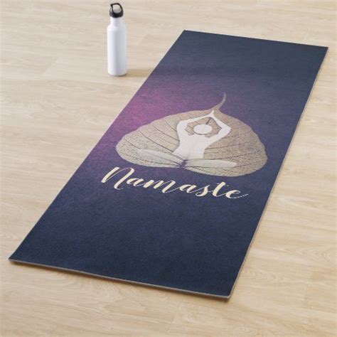 Yoga Instructor Meditation Pose Gold Bodhi Leaf Yoga Mat $106.00 by ReadyCardCardyoga, yoga ...