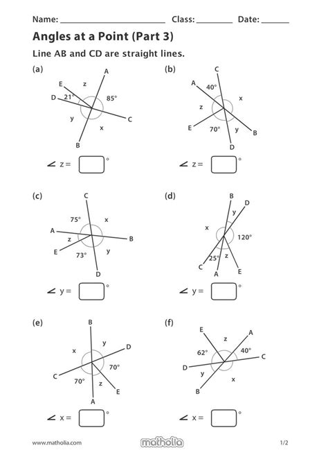 Angles at a Point (Part 3) | Angles worksheet, Geometry worksheets, Math addition games