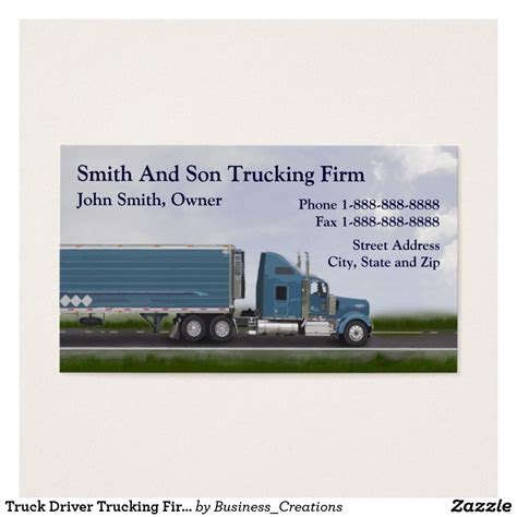 Truck Driver Trucking Firm Business Card | Zazzle | Truck driver, Trucks, Business