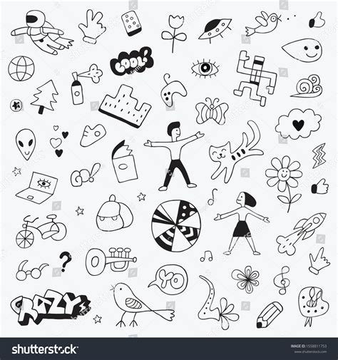 Doodle Character Hand Drawn Set Stock Vector (Royalty Free) 1558811753 ...