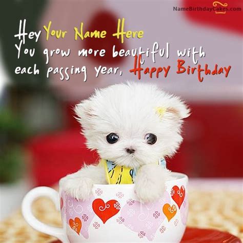 Cute Puppy Birthday Wish With Name