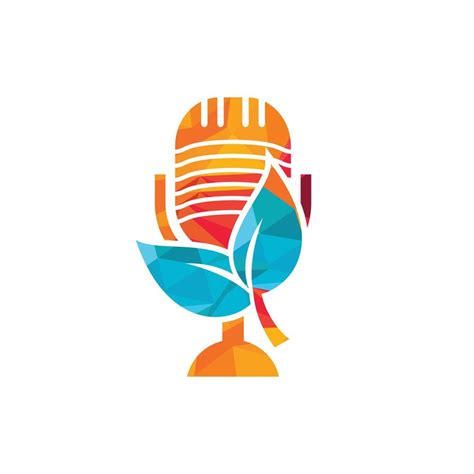 Podcast leaf nature ecology vector logo design. Podcast talk show logo with mic and leaves ...