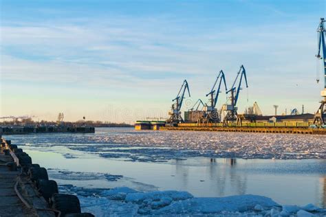 Cranes In Port. Industrial Dock Stock Image - Image of growth, logistics: 118268783