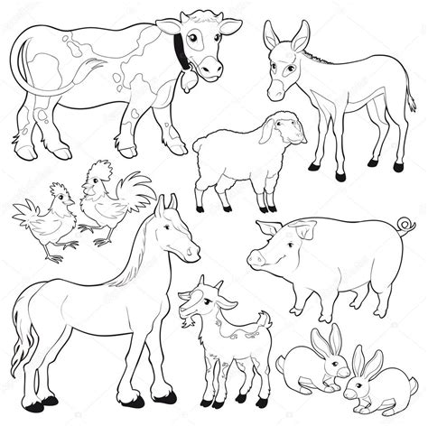 Clipart Farm Animals Black And White Drawings