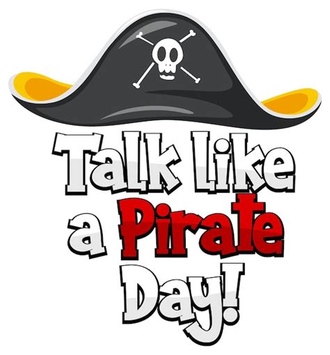 Free Vector | Talk like a pirate day logo with a pirate hat on white