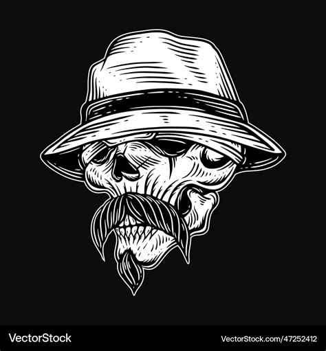 Dark art skull gangster tattoo vintage bandana Vector Image