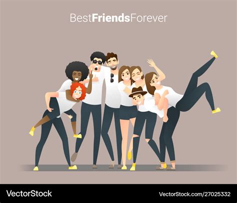 Group young friends having fun together Royalty Free Vector