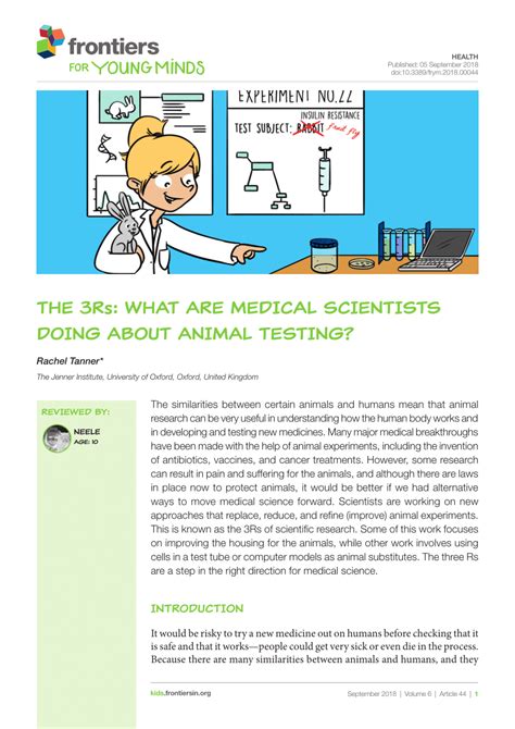 (PDF) The 3Rs: What are Medical Scientists Doing about Animal Testing?