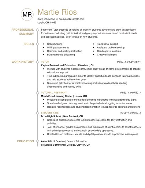 Top Tutor Resume Example in 2023 | MyPerfectResume