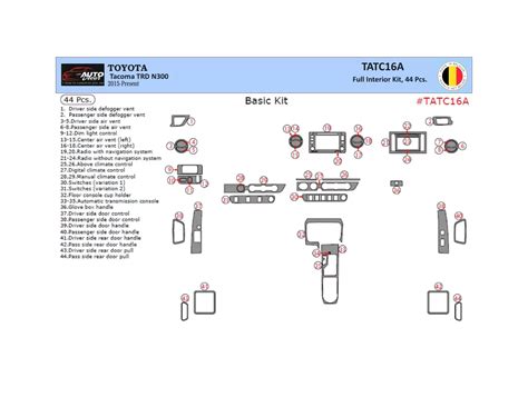 Toyota Tacoma 2016-2020 3D Inleg dashboard Interieurset aansluitend en pasgemaakt op he 44-Teile