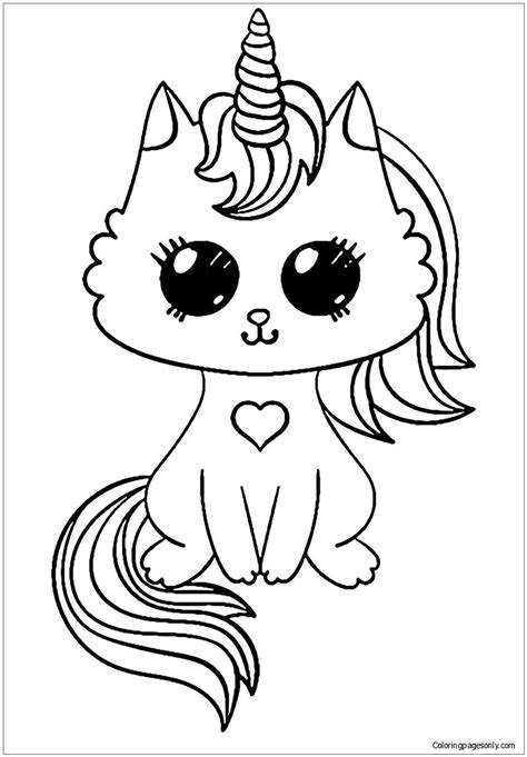 Unicorn Kitty Cat Coloring Pages - Unicorn Cat Coloring Pages - Coloring Pages For Kids And Adults