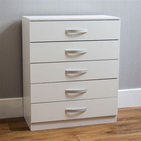 Hulio White 5 Drawer Chest | Bedroom | Modern