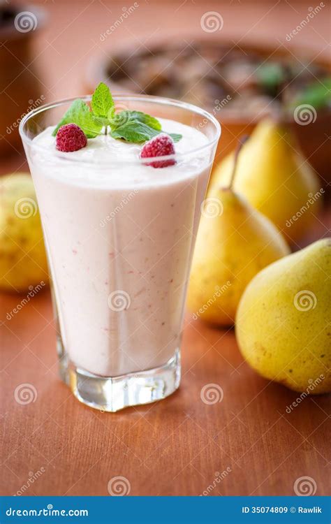 Pear smoothie stock image. Image of diary, leaf, healthy - 35074809