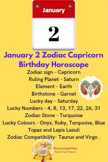 January 2 Zodiac Capricorn Birthday Horoscope