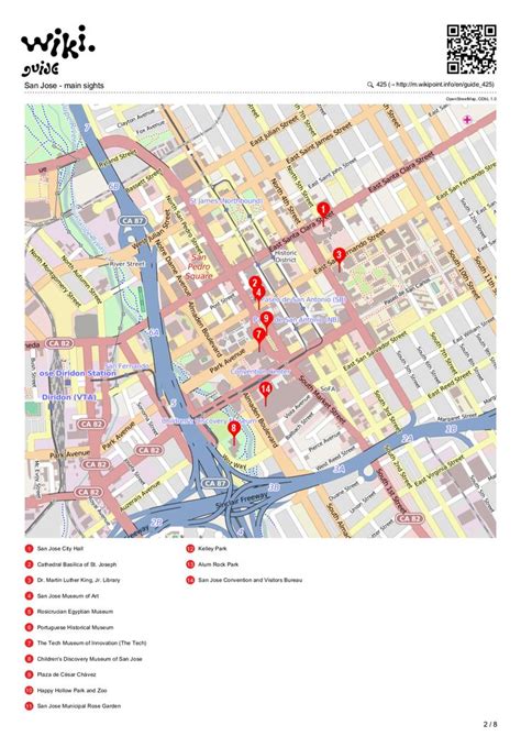 Map of San Jose | Discovery museum, Kelley park, Visitors bureau