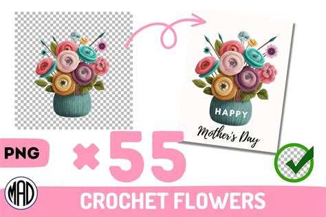 55 CLIPART Crochet Flowers PNG Graphic by Marina Art Design · Creative ...