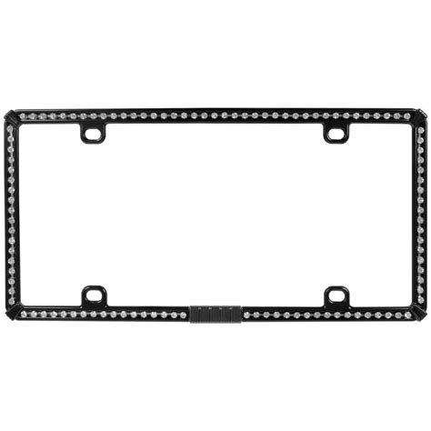 Black Metal License Plate Frame with White Bling-92854 - The Home Depot