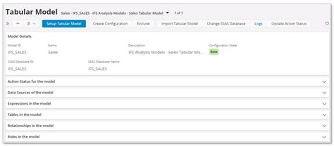 Analysis Models - Admin & Config - Tabular Model Details - Technical Documentation For IFS Cloud