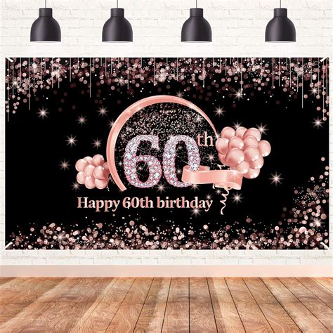 Lnlofen 60 cumpleaños pancarta decoración para mujeres, extra grande de 60 años de edad ...