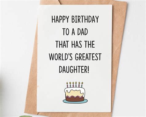 Happy Birthday Card For Dad From Daughter Father Funny | Etsy