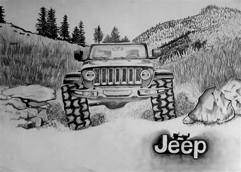 Jeep Wrangler 2018 pencil sketch | Jeep, Jeep wrangler, Chevrolet logo