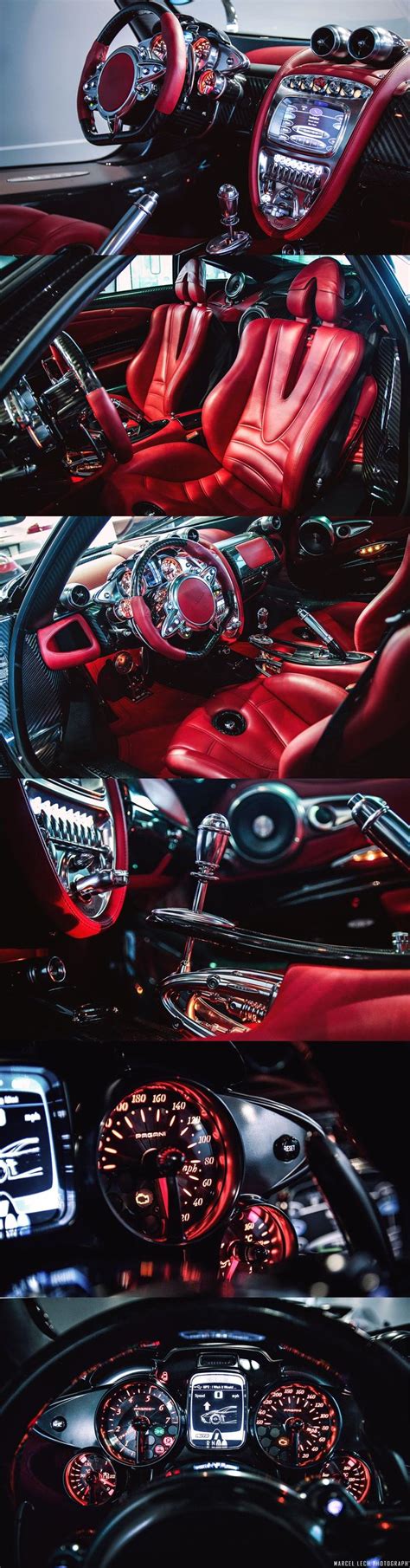 the interior of a sports car with red leather seats and steering wheel ...