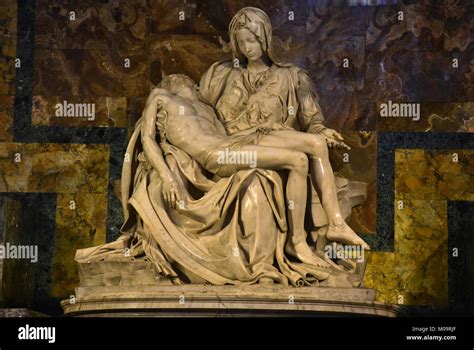 pieta, world famous marble sculpture built by Michelangelo at 1499 in ...