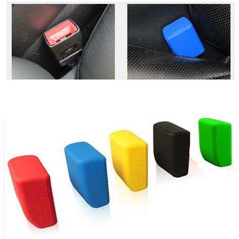 Car Styling Safety Seat Belt Buckle Protective Cover Silica Gel 5 Colors Anti Scratch Black Dust ...