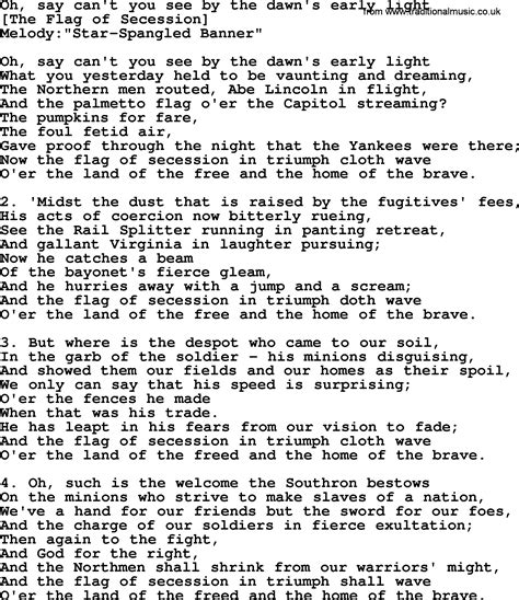 Old American Song - Lyrics for: Oh, Say Can't You See By The Dawn's Early Light, with PDF