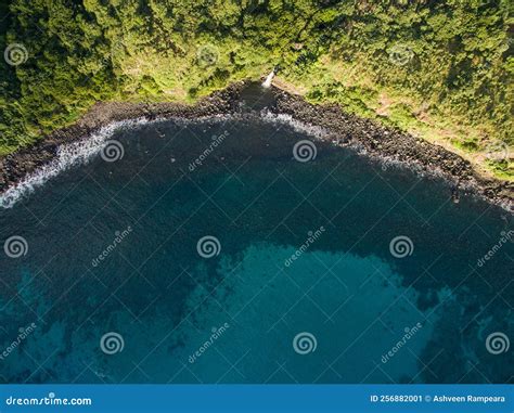 Drone View of Waterfall Meets the Sea Tropical Island Stock Image - Image of gopro, topview ...