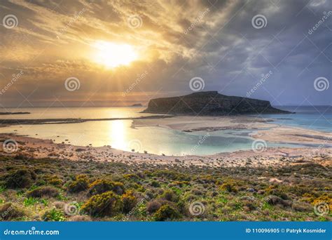 Sunset Over Beautiful Balos Beach Stock Image - Image of high, island: 110096905