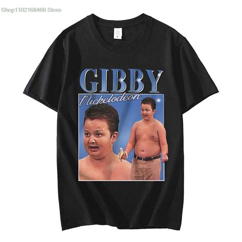 Funny Gibby Meme Icarly T Shirt Men Short Sleeved Pure Cotton T-shirt Print TV Show Noah Munck ...