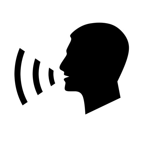 Talking man vector icon. great for logos and voice control interactions. Flat concept of talking ...