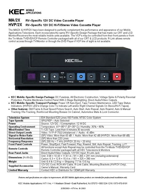 VHS Player KEC Ma2x | PDF | Videocassette Recorder | Computer Monitor