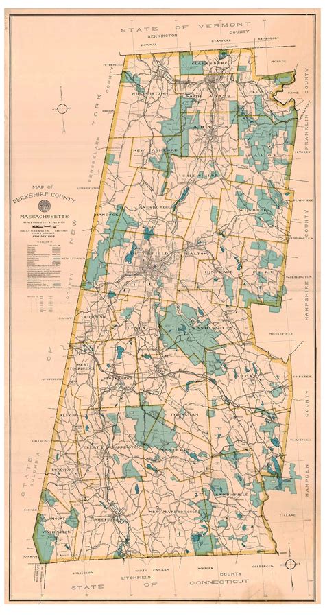 Berkshire County Massachusetts 1937 (1978) - Old Map Reprint - County ...