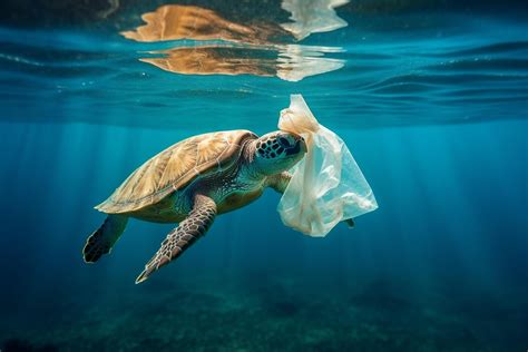 Sea Turtle eat plastic bag ocean pollution concept, 23809219 Stock ...