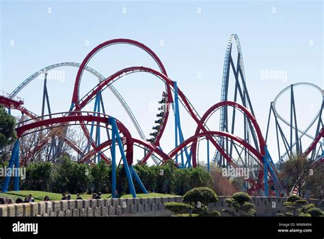 Shambhala and Dragon Khan roller coasters at Port Aventura World, Spain ...